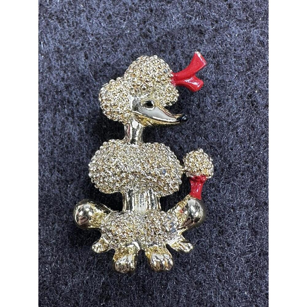 Vintage Gold Tone Poodle Dog Pin Brooch 1.25" by .75"